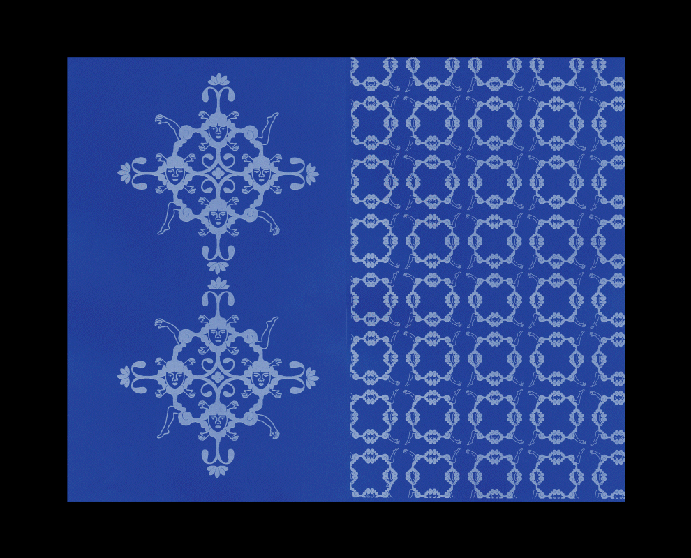 Animated spread showing the Chinroserie Grotesk pattern