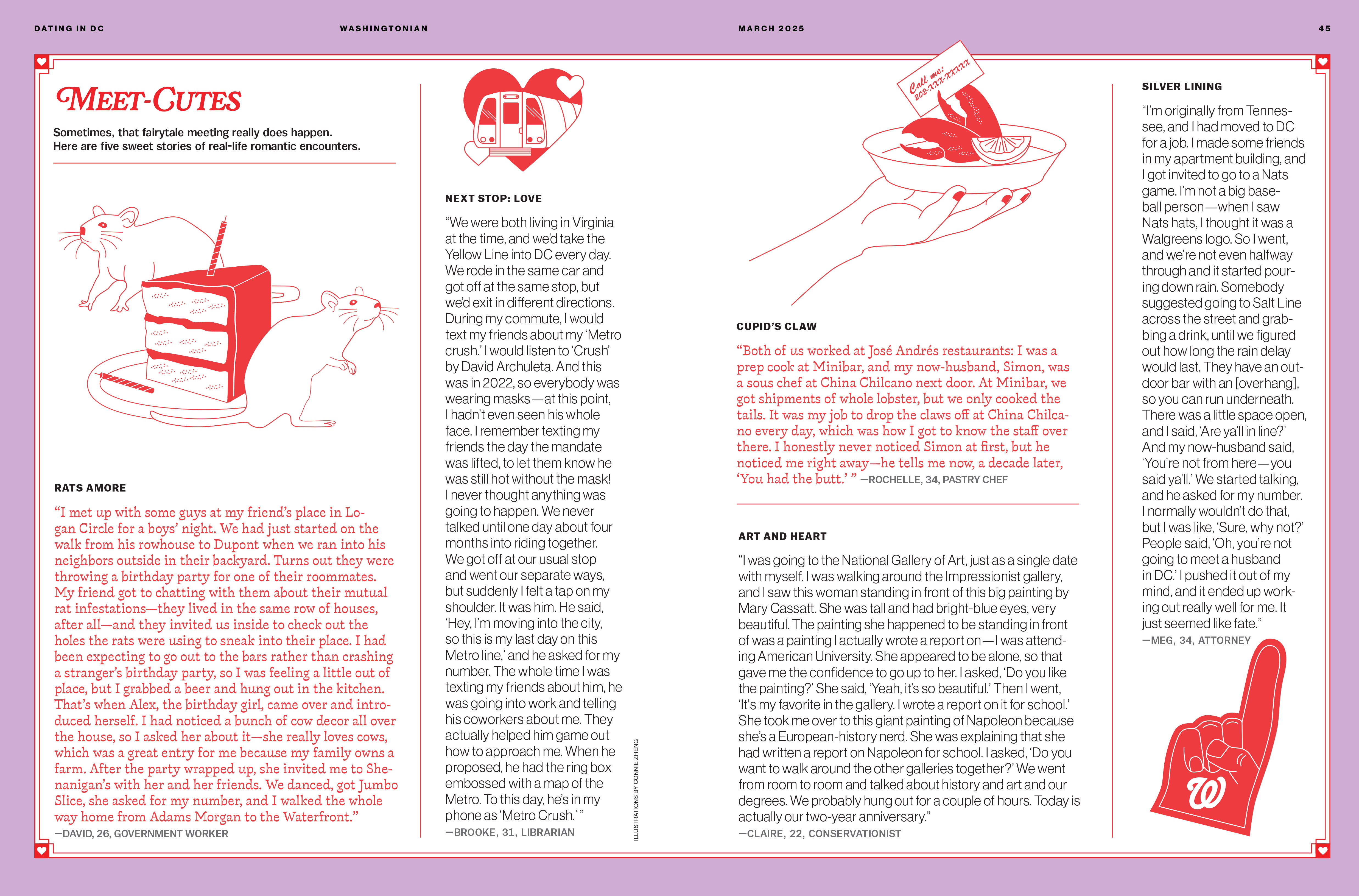 Dating in DC illustration detail for Washingtonian Magazine