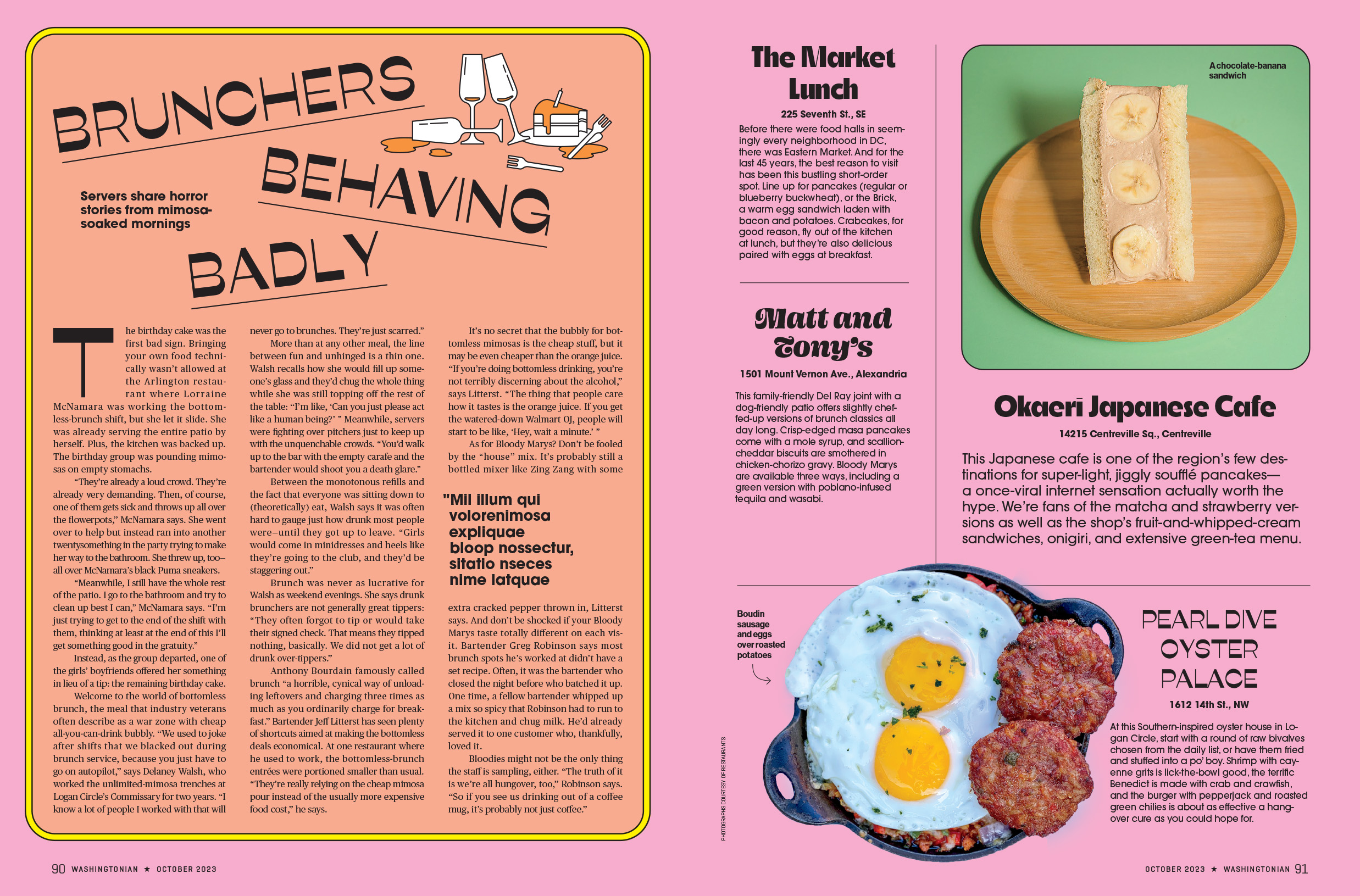 Brunch feature spread from Washingtonian Magazine