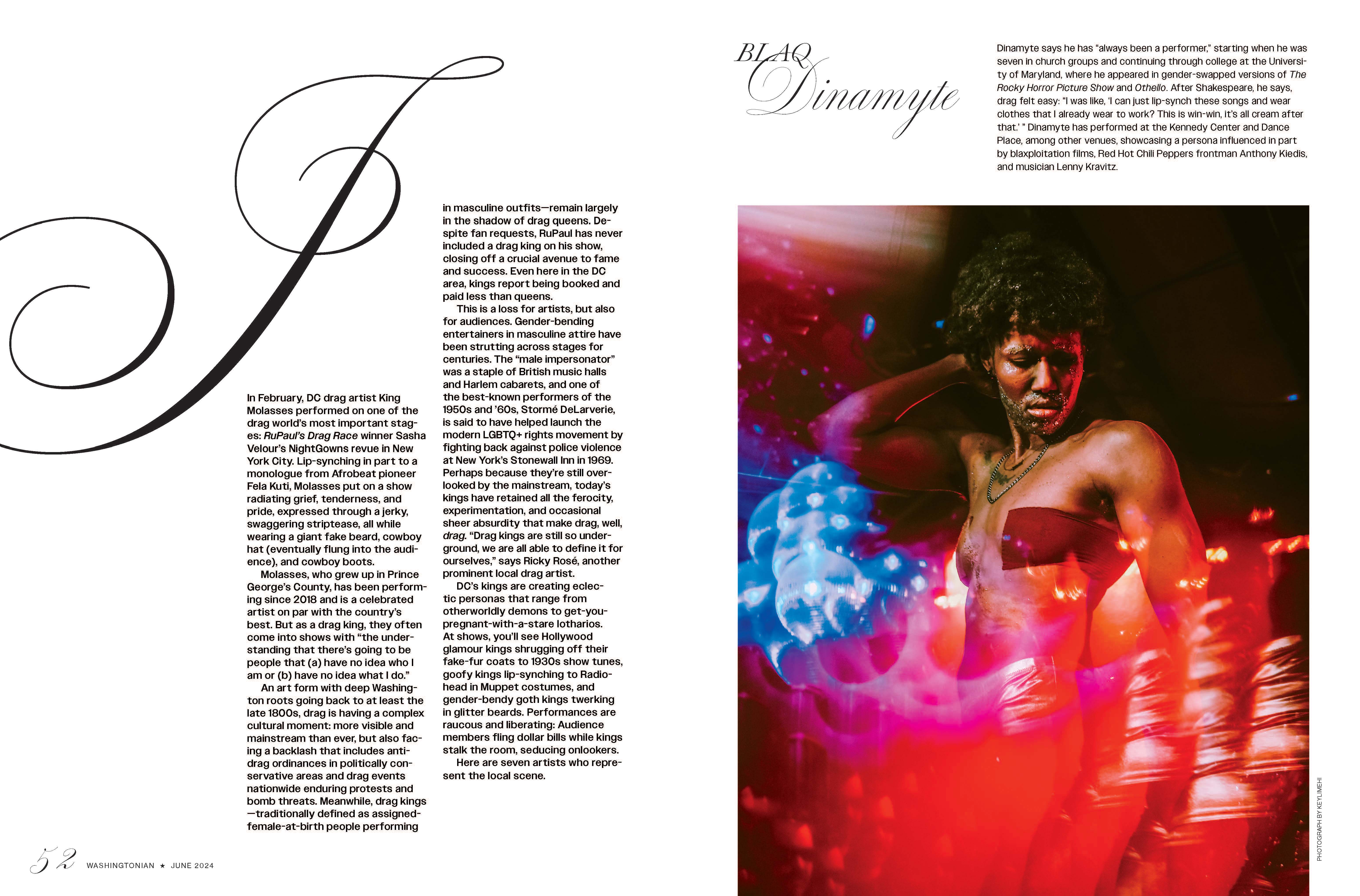 Drag kings feature spread from Washingtonian Magazine