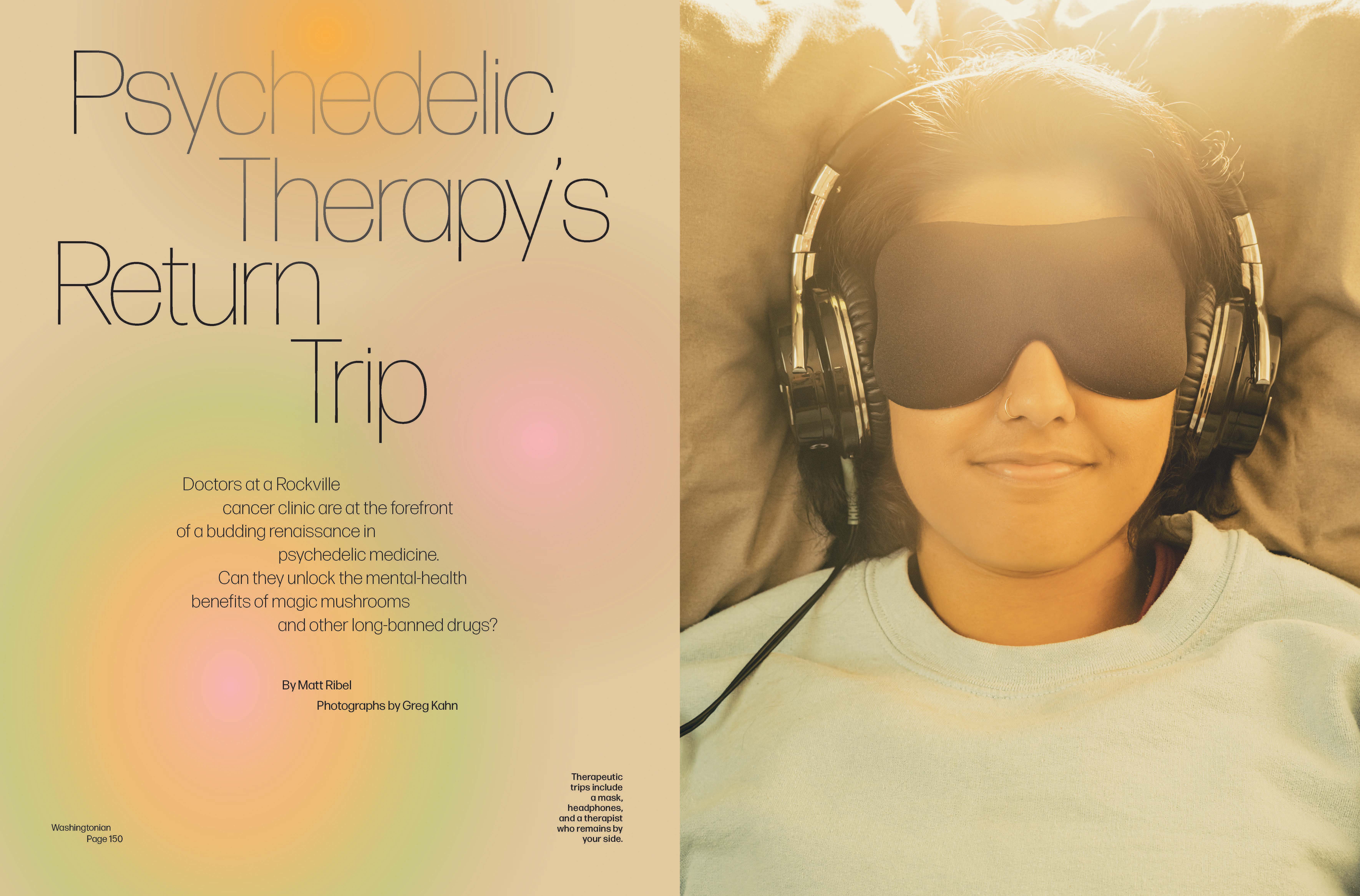 Psychedelic therapy feature spread from Washingtonian Magazine