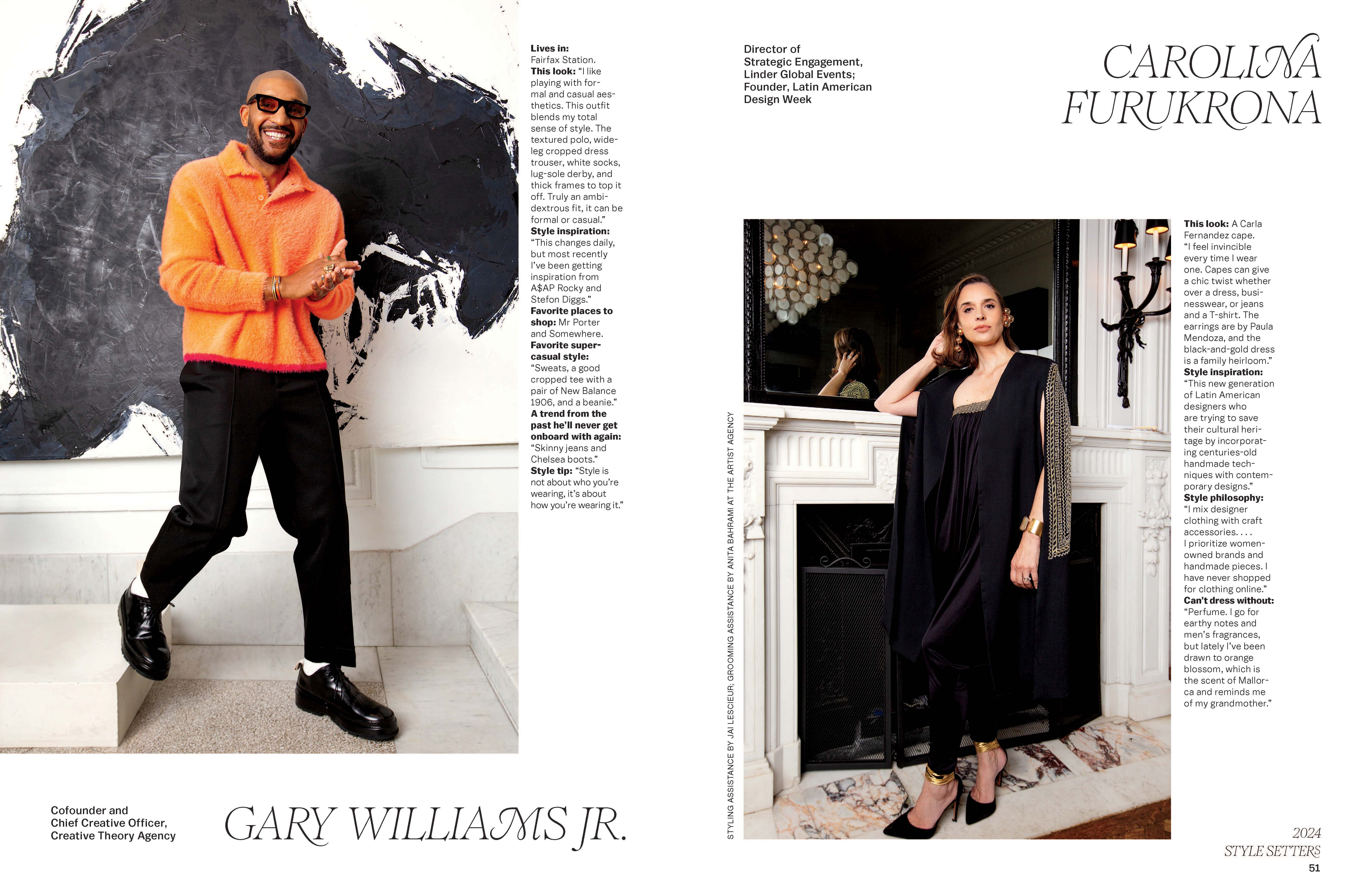 Style setters feature spread from Washingtonian Magazine